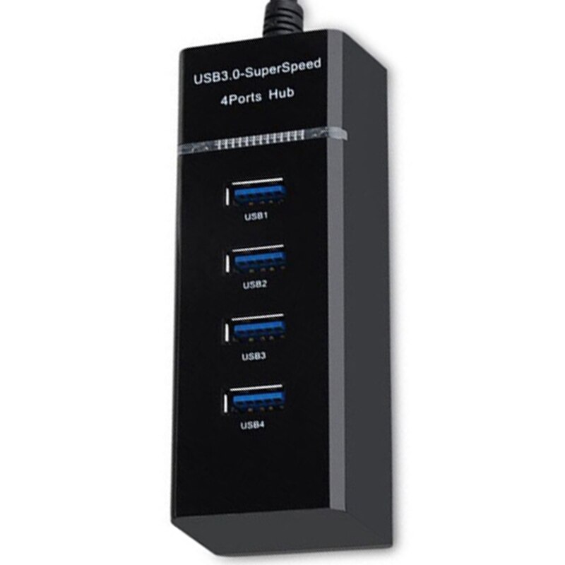 Cable largo Hub USB 3,0 de 4 puertos de 12 pulgadas con puerto de carga micro-usb, Conector de extensión de centro de extensión USB de transferencia de datos