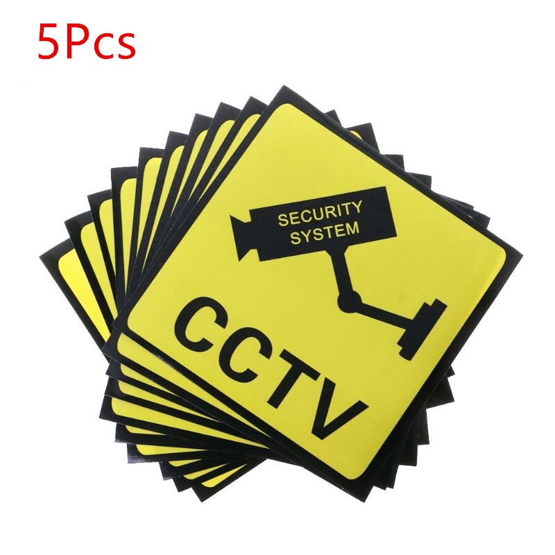 5Pcs Waarschuwing Stickers Cctv Security System Self-Garenloos Veiligheid Label Tekenen Decal 111Mm Waterdichte Dgz