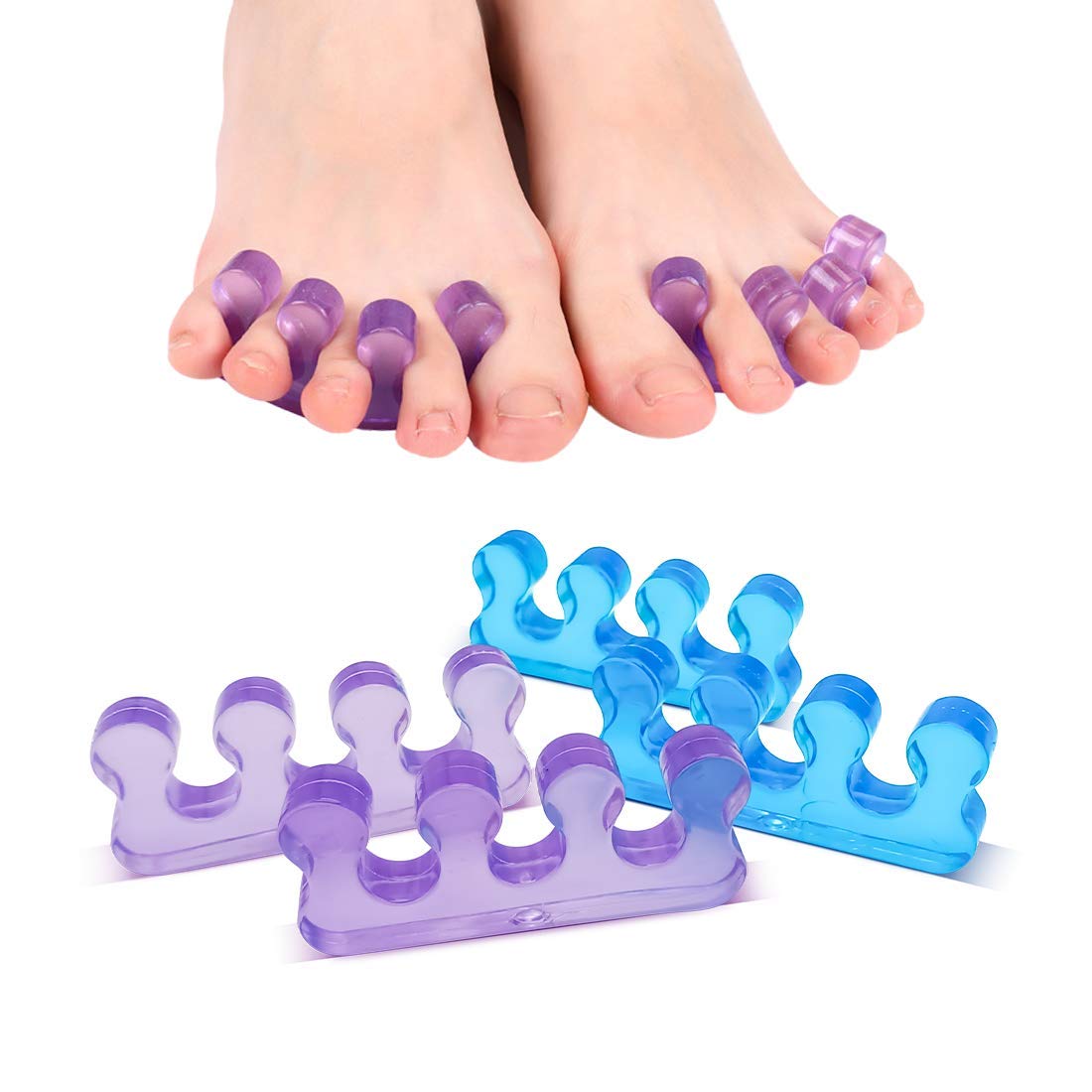 Separador de dedos de silicona suave, 2 uds., (1 par), 5 colores, espaciadores flexibles para dedos de los pies para esmalte de uñas, herramientas de pedicura
