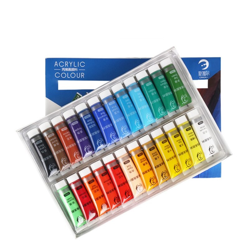 12/24 Colors 15ml Tubes Acrylic Paint Artist DIY Painting Pigment Hand-painted Wall Paint Waterproof Art Supplies