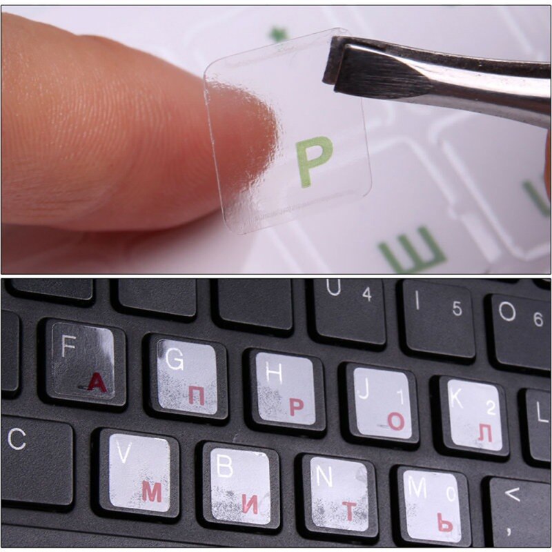 Clair russe ordinateur portable Transparent clavier autocollant langue russe clavier lettre autocollant Film avec clavier de couleur claire