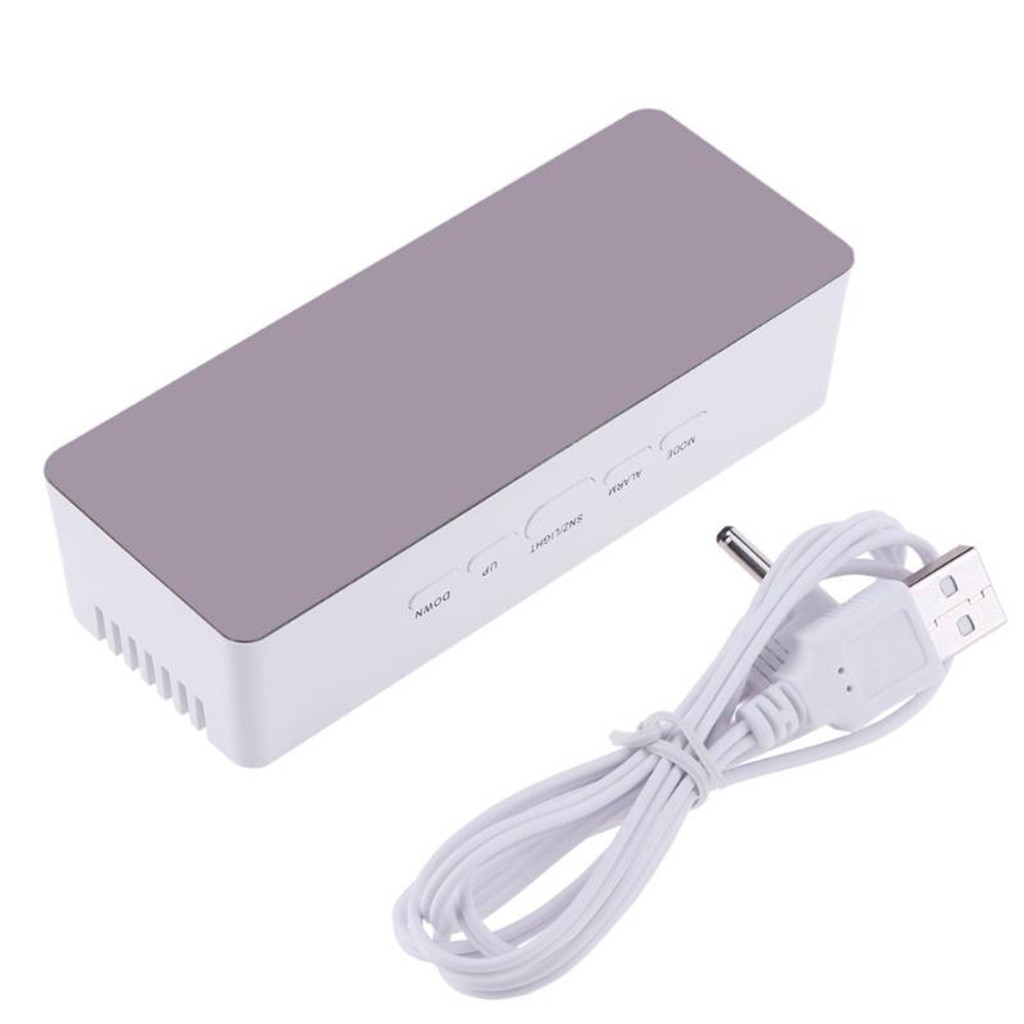 Spiegel Digitale Led Wekker Night Lights Thermometer Wandklok Lamp Vierkante Rechthoek Multifunctionele Bureau Klokken Часы X3