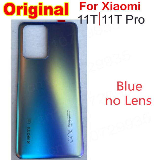 Nuovo coperchio posteriore in vetro originale per Xiaomi 11T Pro 5G alloggiamento batteria sportello posteriore Mi11T coperchio Mobile + sostituzione obiettivo fotocamera: Blue No Lens