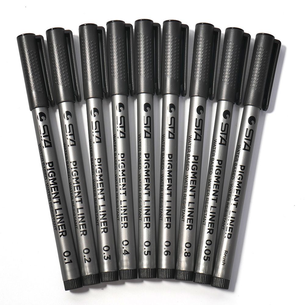 Limit shows Art Marker Pen Different Tip Sizes Black Pigment Liner Water Based for Drawing Painting Handwriting