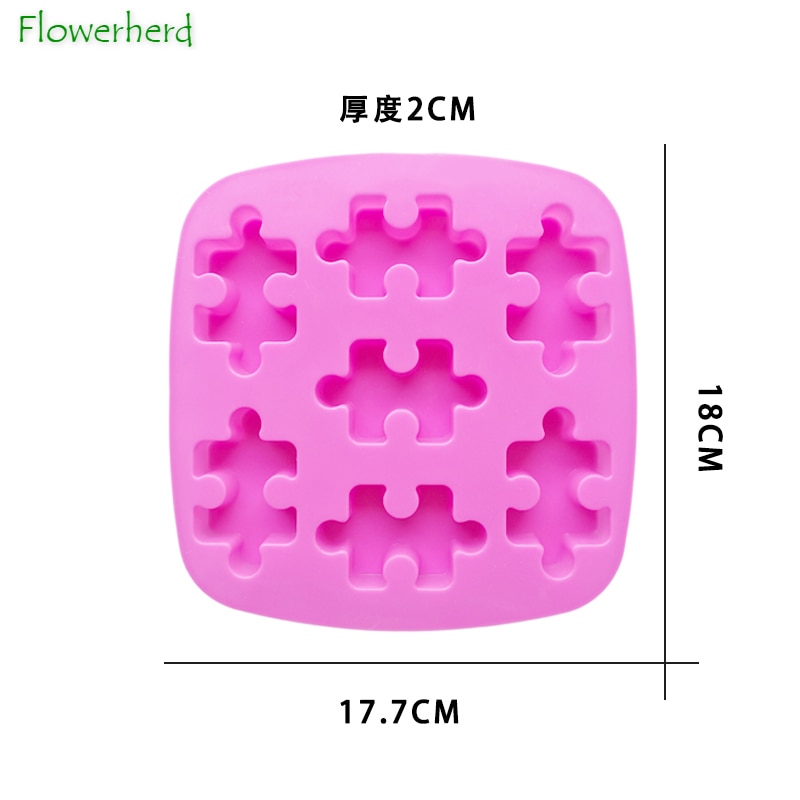 Puzzle molde de silicona para jabón, molde de resina para hacer jabón hecho a mano DIY, bandeja para cubitos de hielo, pastel, Chocolate, dulce, gelatina, pudín