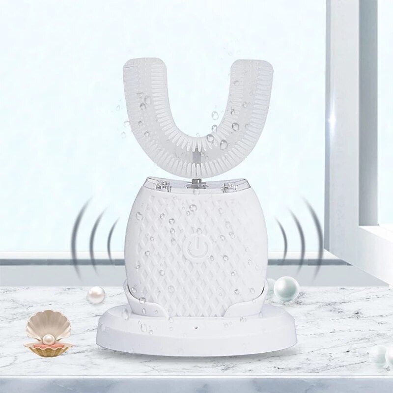 360 degrés Intelligent brosse à dents électrique U Type automatique brosse à dents sonique USB charge dent dents blanchissant la lumière bleue