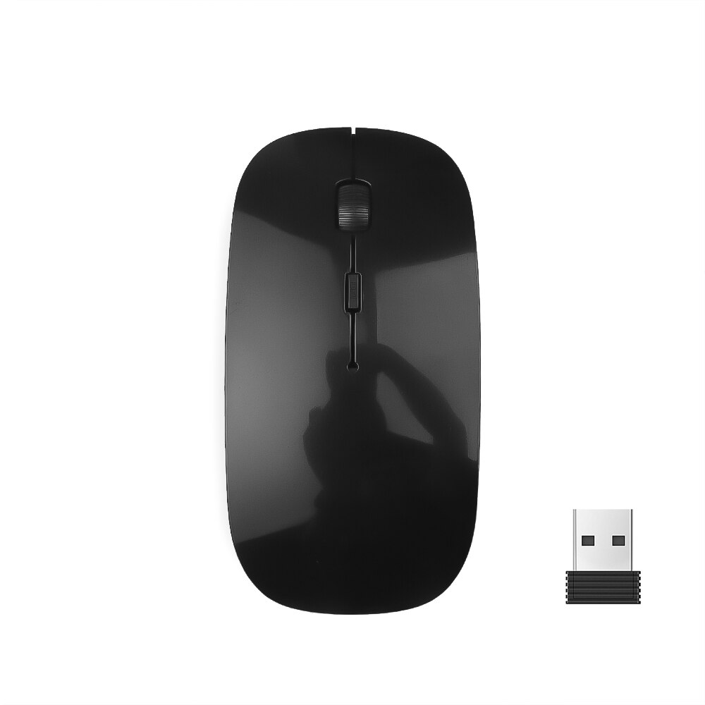 Kebidumei Ultra 2.4G Dunne USB Optische Draadloze Muis Ontvanger Snoep Kleur Super Slanke Muis Draadloze voor Computer PC laptop: Black