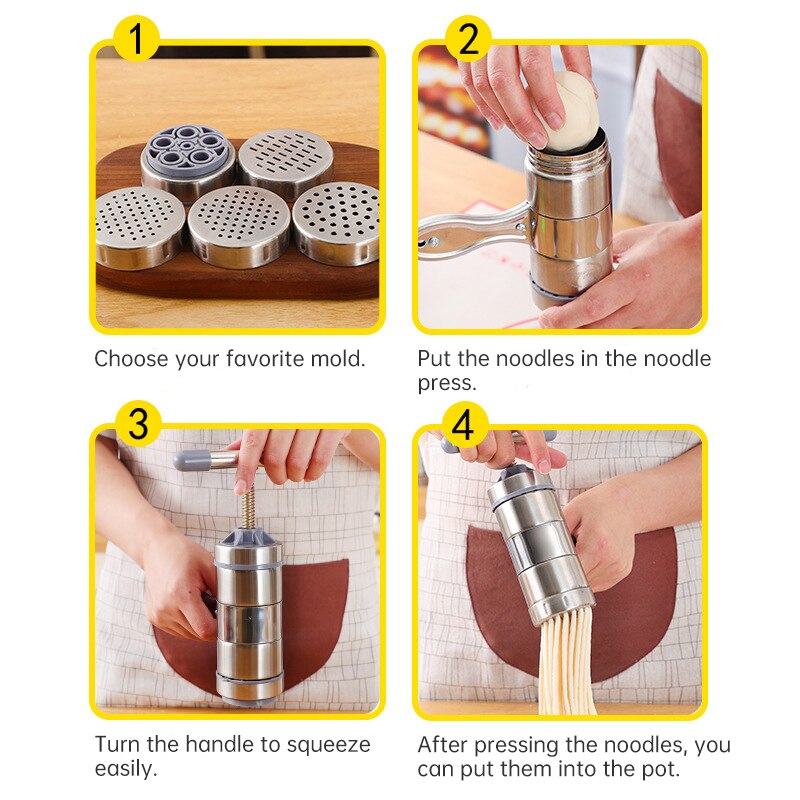 Máquina Manual para hacer fideos de acero inoxidable, prensa para hacer Pasta, cortador de manivela, utensilios de cocina para hacer espagueti