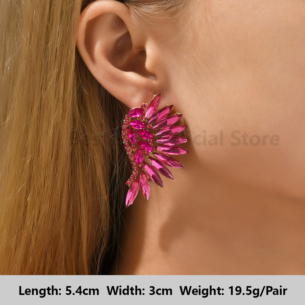 Pendientes colgantes de gota llamativos de diamantes de imitación de color rosa intenso para mujer, colgantes grandes geométricos de de lujo, de joyería para y boda: Color oro puro