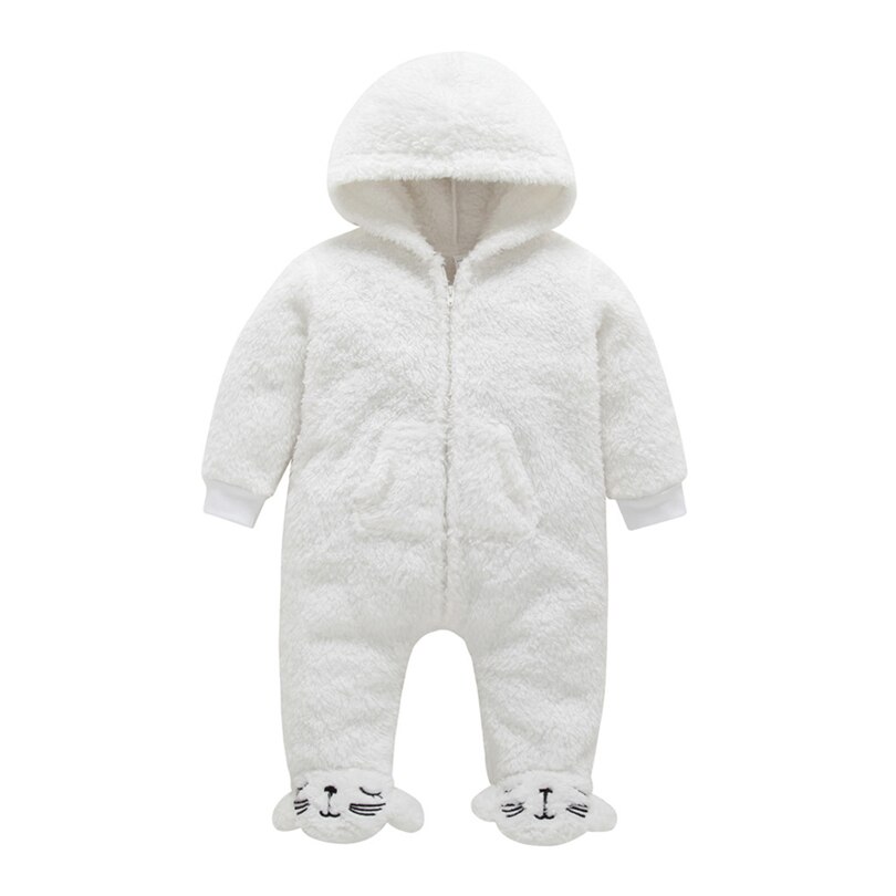 Pasgeborenen Lange Mouwen Footies Jumpsuit Baby Baby Jongens Meisjes Hooded Cartoon Flanel Winter Warm Zachte Rits Kleding 0-12M A20