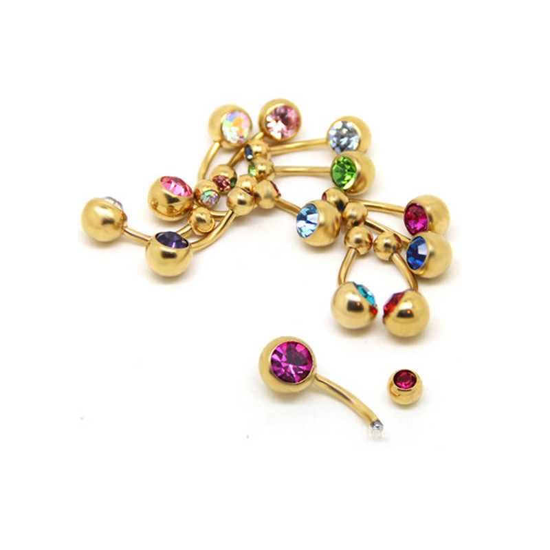 1 Pc Unisex Charm Punk Golden Crystal Rhinestones Navel & Belly Button Rings Body Piercing Jewelry 9 Colors