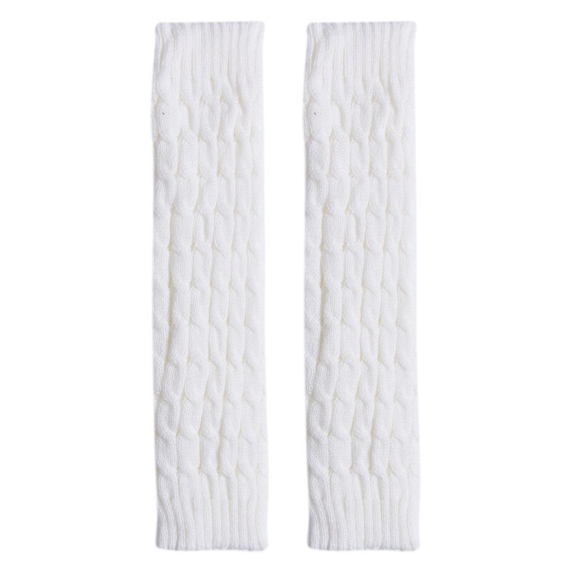 Jambières femmes genou haute hiver solide tricot Crochet Legging bottes chaussettes Slouch: WHITE