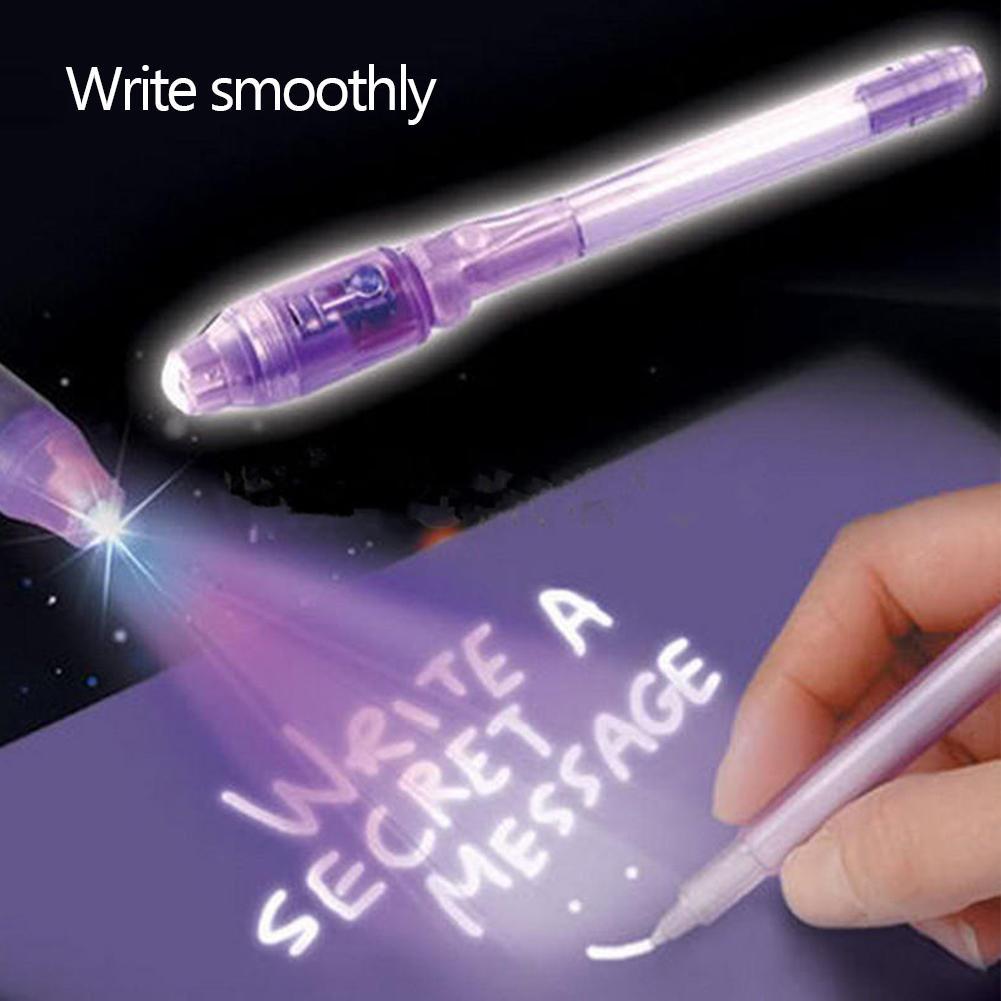 Children Kids Secret Message Invisible Ink LED Detector Lights Pens Ballpens Combo 2 in 1 Magic Invisible Ink Pen