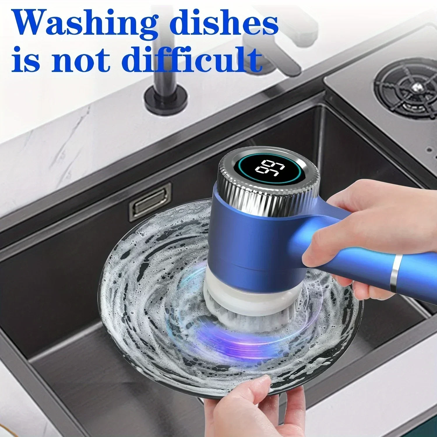 6in1 Electric Cleaning Brush Multifunctional Kitchen Bathroom Toilet Portable Powerful Clean Brush LED Display