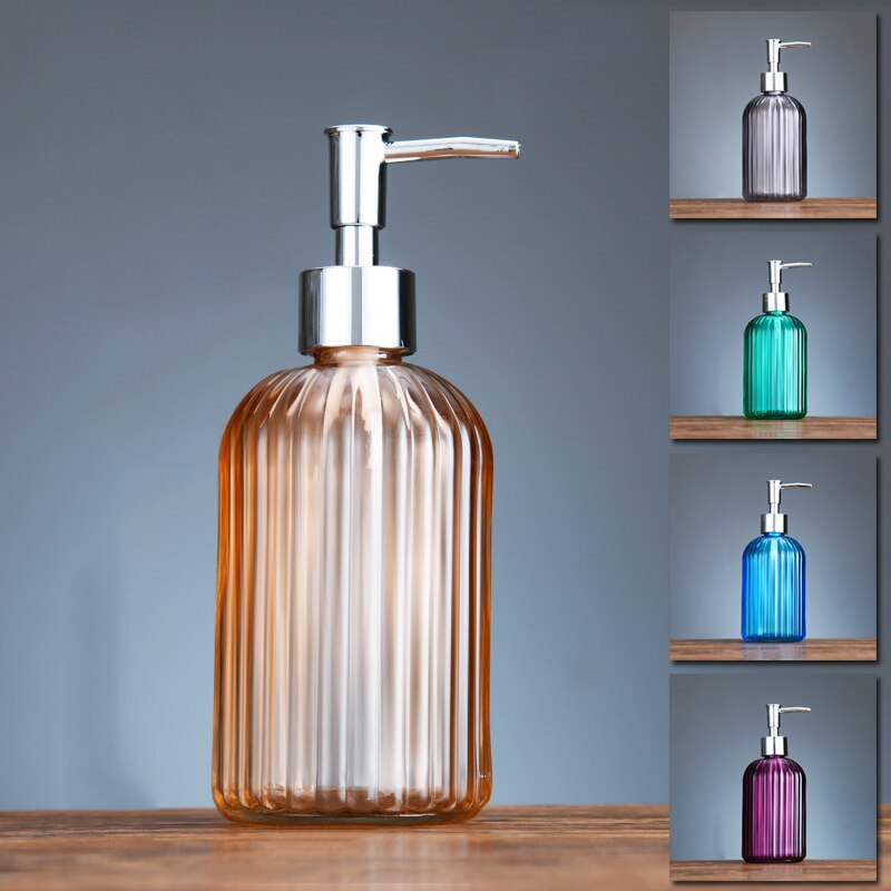 Durable Transparent 400ml Liquid Soap Shower Gel Shampoo Dispenser Leakage-proof Refillable Glass Empty Pump Bottle Container