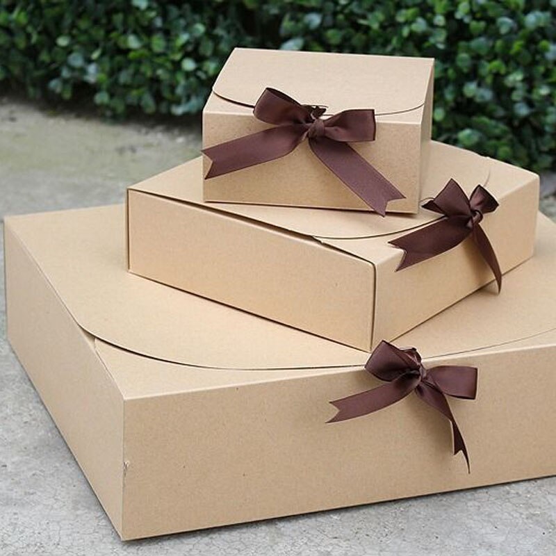 10pcs Kraft Paper Baking Cookies Box Packaging Packaging Box Birthday Weeding Custom Print Event Party Supplies Packaging