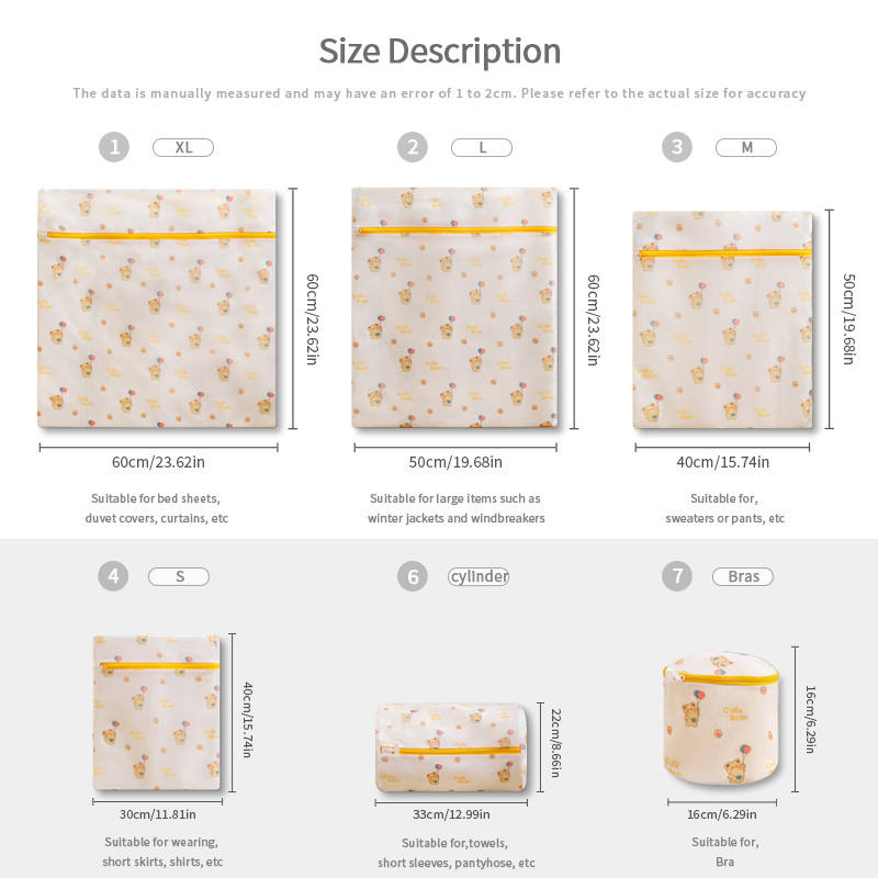 Print Cartoon Beer Waszak Badkamer Kleding Opslag Waszak Voor Wasmachine Anti-Vervorming Kleding Organizer Zes Grootte