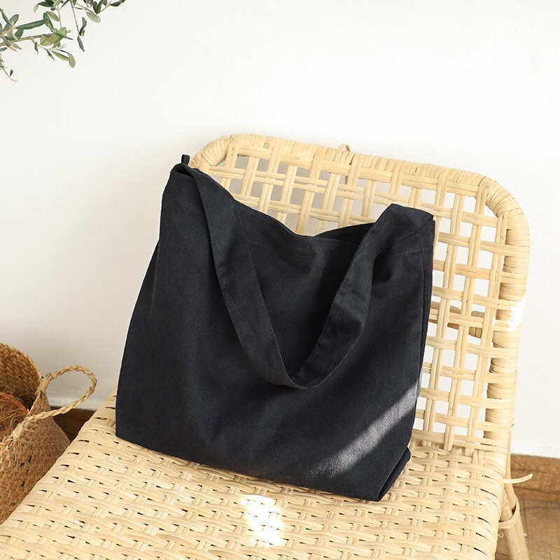 Bolso de talla grande de lona para adolescentes, informal, a la , para mujer, de viaje, tela suave de uso diario, de gran capacidad, sobre el hombro, color negro,: Black