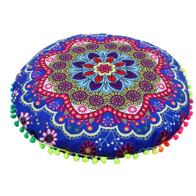 Chique ronde indiase mandala-patroon kussensloop bohemian kussens magische kleurrijke stijl kussensloop