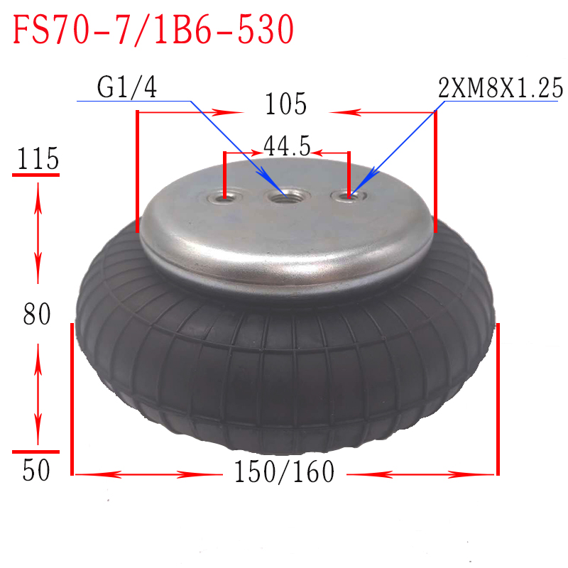 Universal Industrial Air spring Phoenix SP1B05 Single Convoluted Air Spring Contitech FS70-7 Goodyear Air Bellow 1B6-530