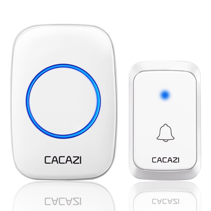 CACAZI A06 DC battery-operated Wireless Waterproof Doorbell 300M Remote 36 chimes Cordless Home Cordless Call Bell: White1x1