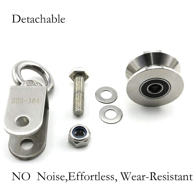 V Type Swivel Pulley 304 Stainless Steel Duplex Bearing Silent Detachable 360 Degree Rotation Heavy Duty Traction Wheel