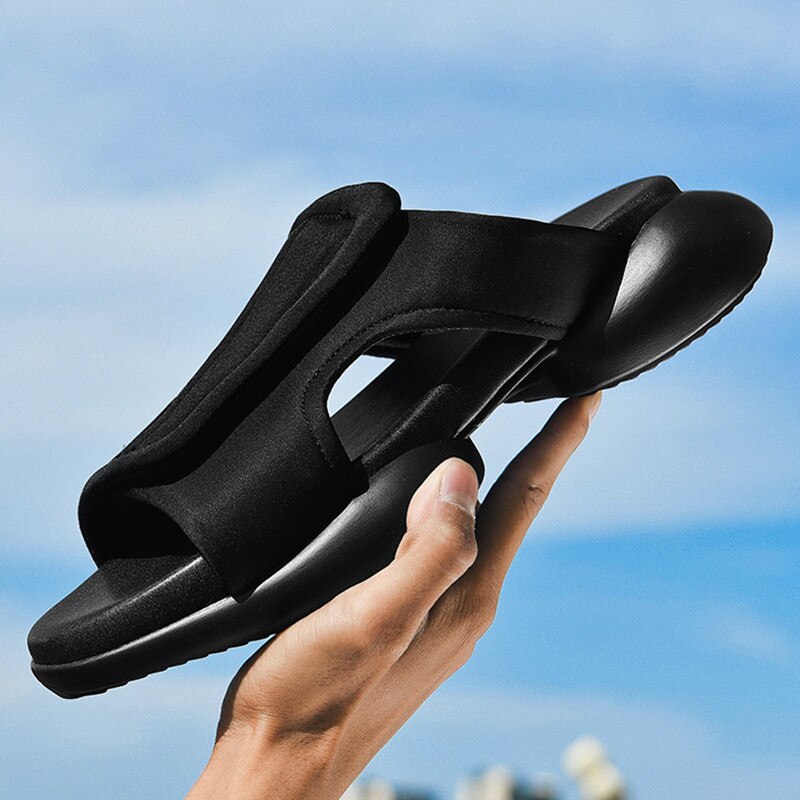 Trend Mannen Zomer Slippers Comfortabele Outdoor Slippers Heren Zachte Zool Platte Slippers Mannen Zwarte Casual Mannen Strand Schoenen