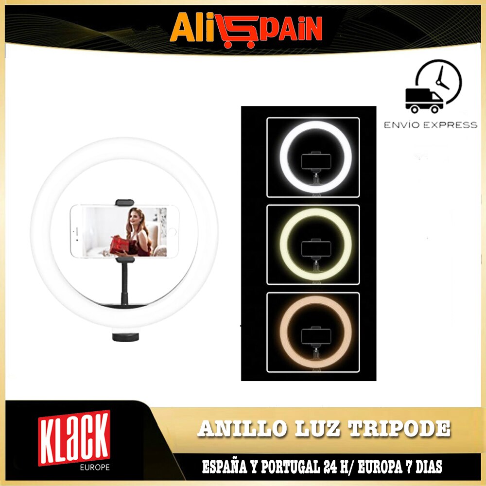Aro de Luz Led Anillo para hacer Tik Tok Aros Video y Foto Selfie Tripode 180cm Luz 3 Colores Influencer Oferta Klack