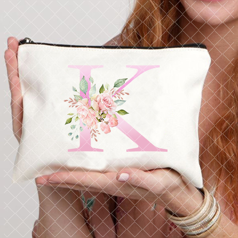 26 Pink Initials Women Cosmetic Bag Bride's Toilet Makeup Pouch Cosmetic Case Bridesmaid Bachelorette Party Lady Bags: Blue