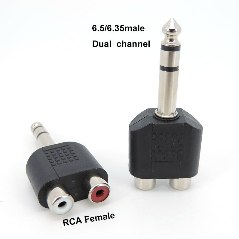 6,35mm 6,5mm 1/4 "Jack macho a 6,35 6,5 hembra RCA convertidor Y divisor conector de Audio adaptador de micrófono estéreo Mono auriculares