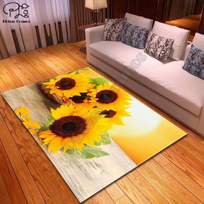Zonnebloem Rose Patroon Grappige 3D Gedrukt Badkamer Voetstuk Tapijt Deksel Wc Cover Badmat Set Stijl-3: 6