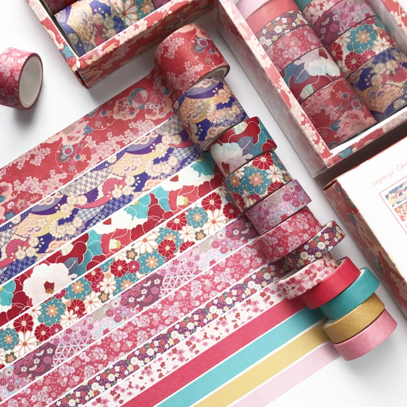 12 unidades por juego, conjunto de cintas Washi Estilo Vintage Palacio Chino para álbumes de recortes, diario DIY, cinta adhesiva para enmascarar, oficina y escuela