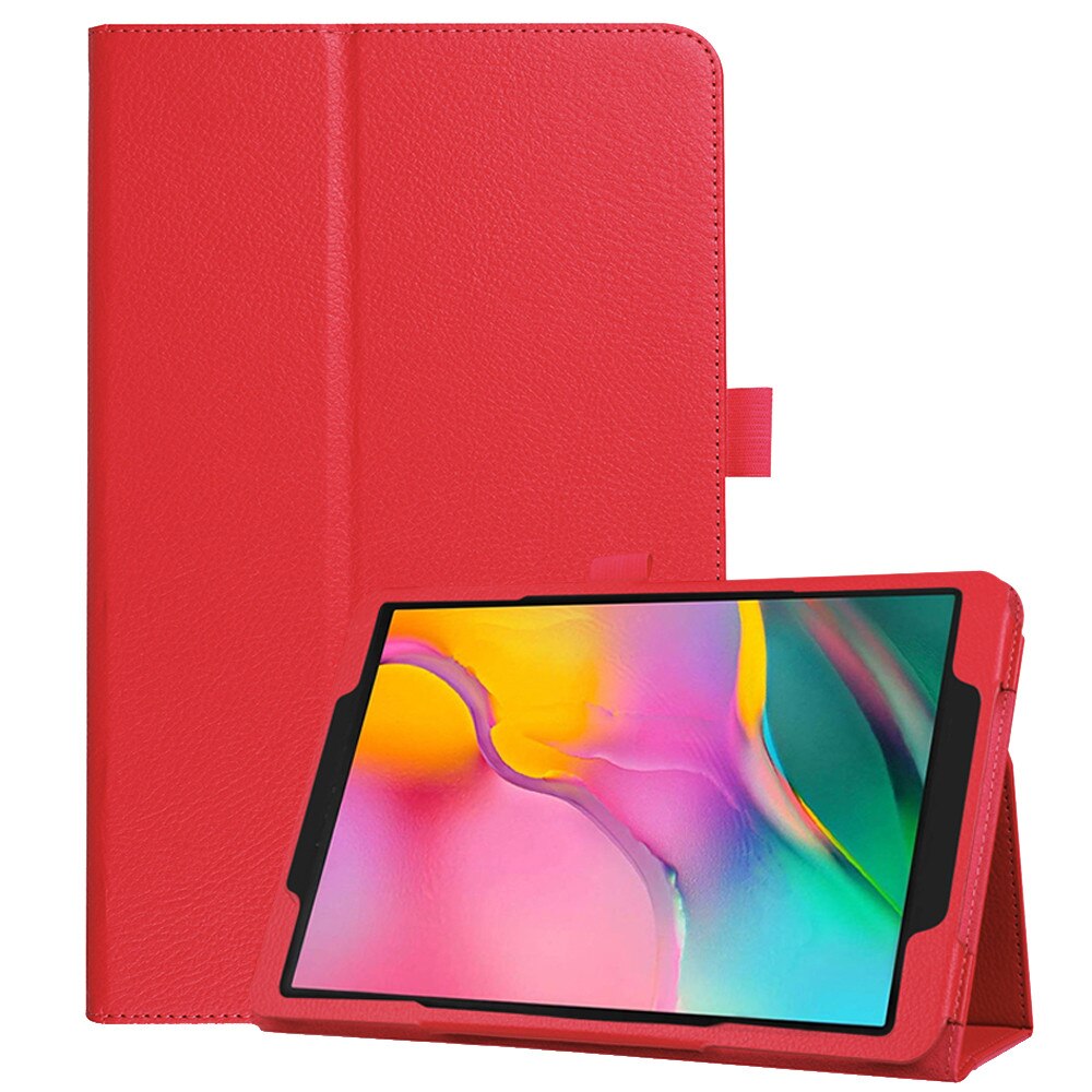 Tablet Case Pu + Lederen Flip Case Cover Voor Samsung Galaxy Tab Een 10.1 SM-T510 T515 Leather Slim vouwen Funda Tablet # Ew: Red