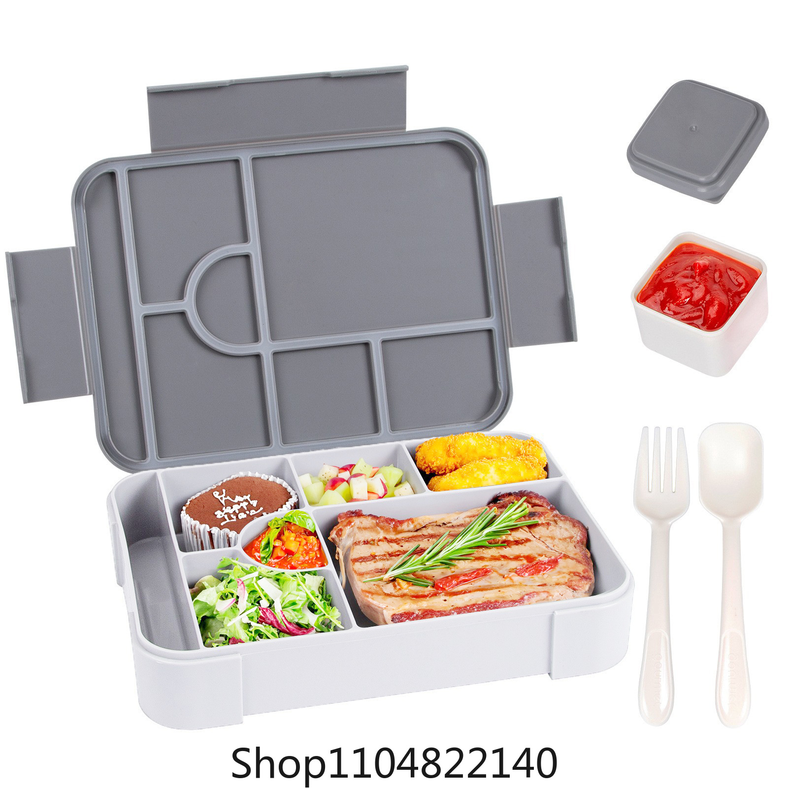Adorable Kids Lunch Box Student Microwave Safe Travel Bento Box Picnic Container Portable Leak Proof Fruit Salad Bento Box Adult: Grey