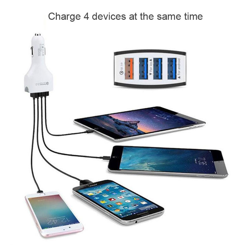 Quick Charge 3,0 Auto Ladegerät 4-Port Schnelle Lade Telefon Ladegerät Adapter in Auto Für iPhone X 7 8 plus Samsung S8 S9 Smart Handys