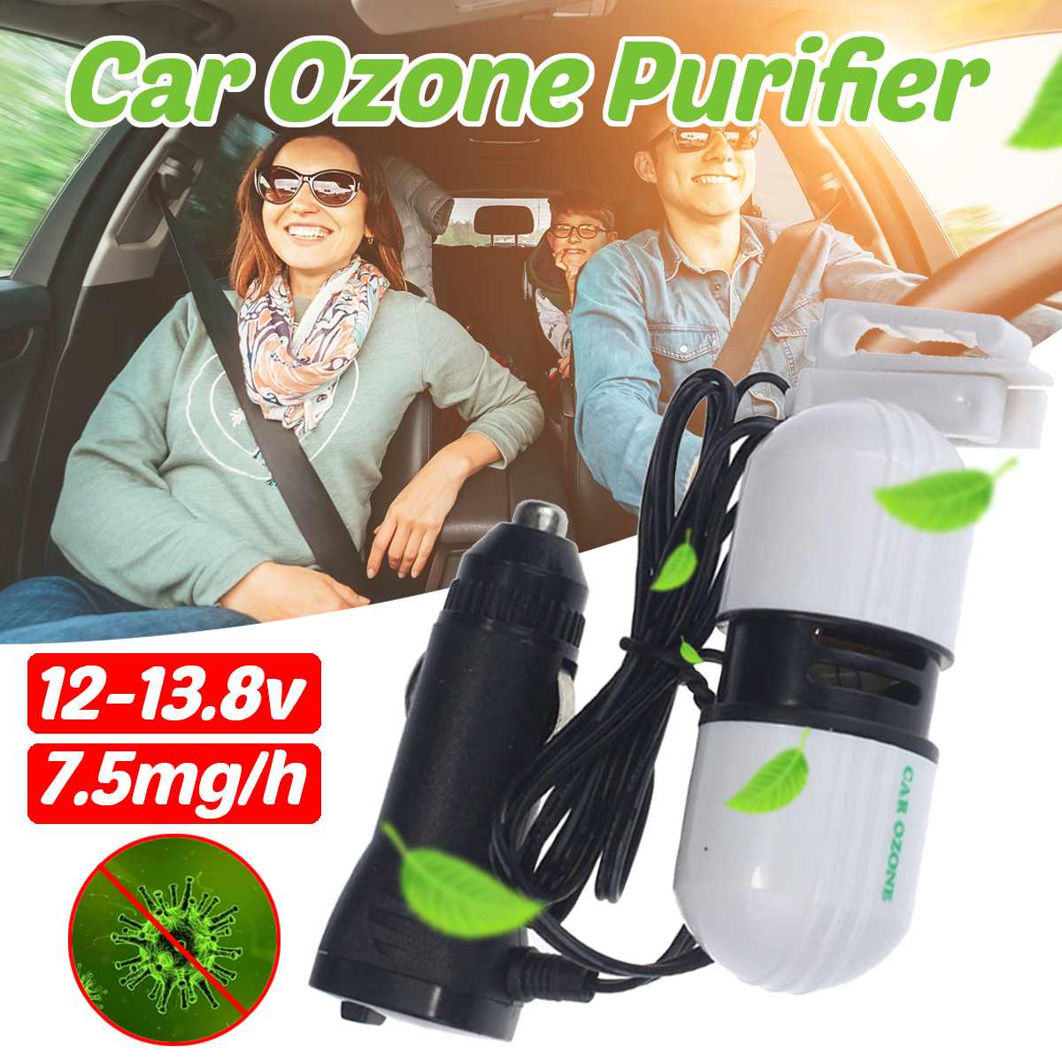 Opgraderet bil ozon ioniseringsgenerator køretøj luftrenser luftfrisker ilt bar koncert luftventil bil ilt ozonisator