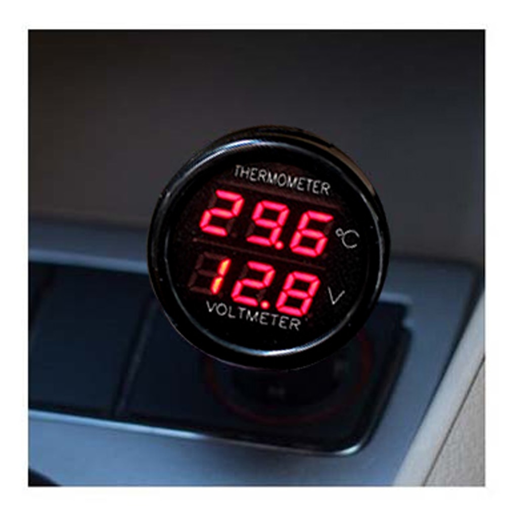 Universele Voertuig Thermometer Voltmeter Modieuze 2 In 1 Car Auto 12V Dual Display Led Digitale Thermometer Voltmeter