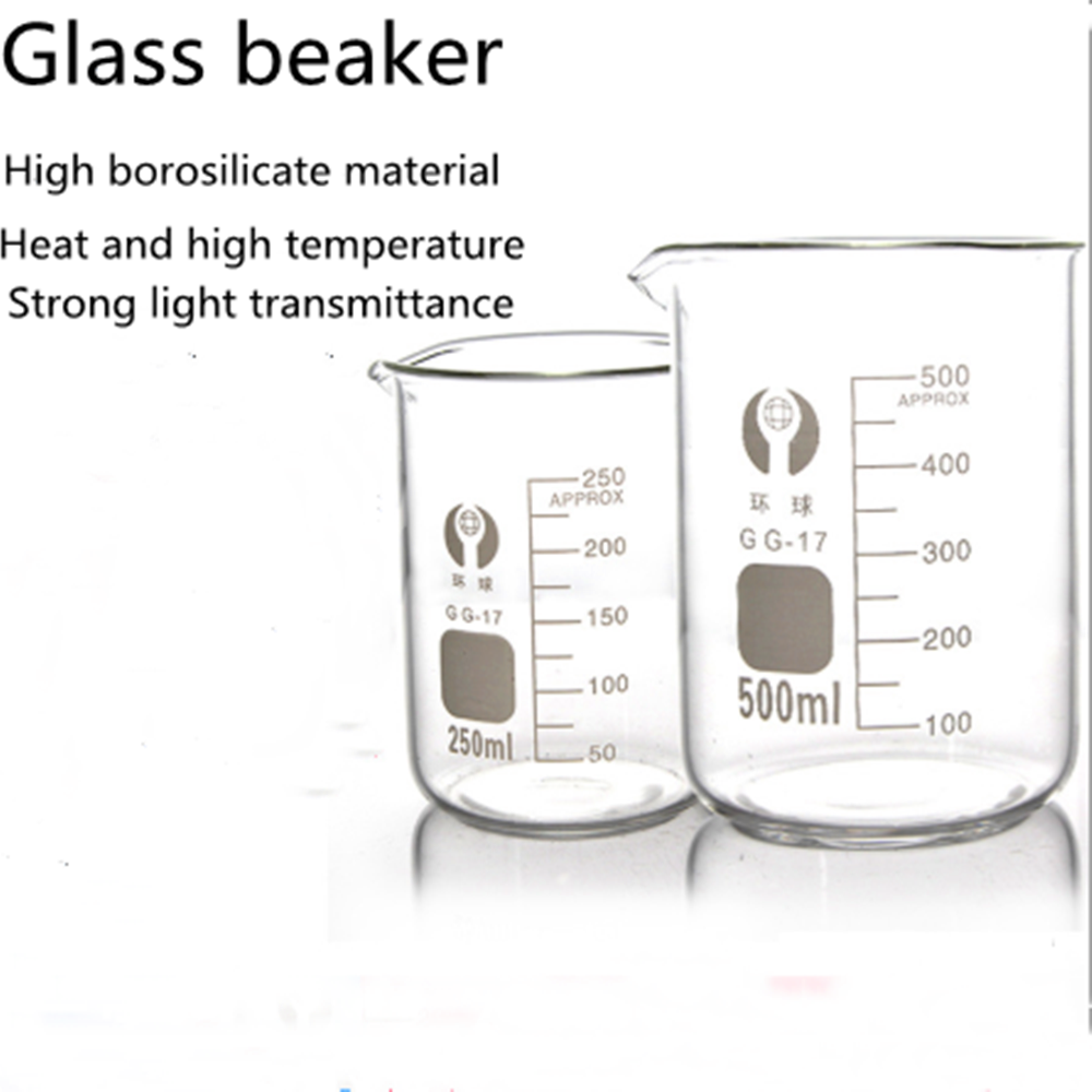 Gobelet à mesurer en verre Borosilicate de forme basse, capacité 10ml-100ml, verres à Borosilicate, papeterie d&#39;apprentissage de la chimie, fournitures de laboratoire