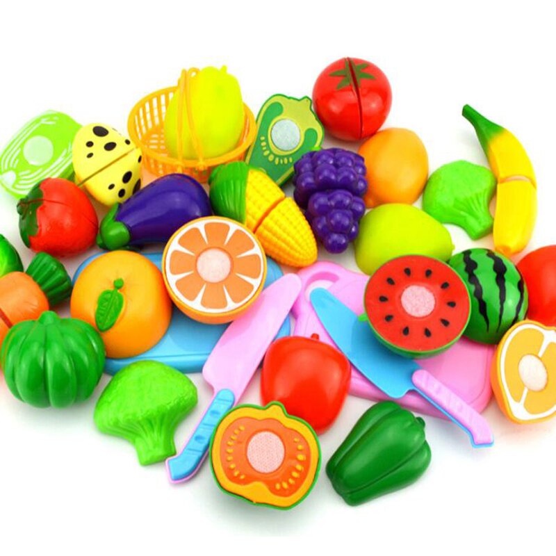 Children Pretend Play Set Plastic Food Toy DIY Cake Toy Cutting Fruit Vegetable Food Pretend Play Toys For Kids Educational