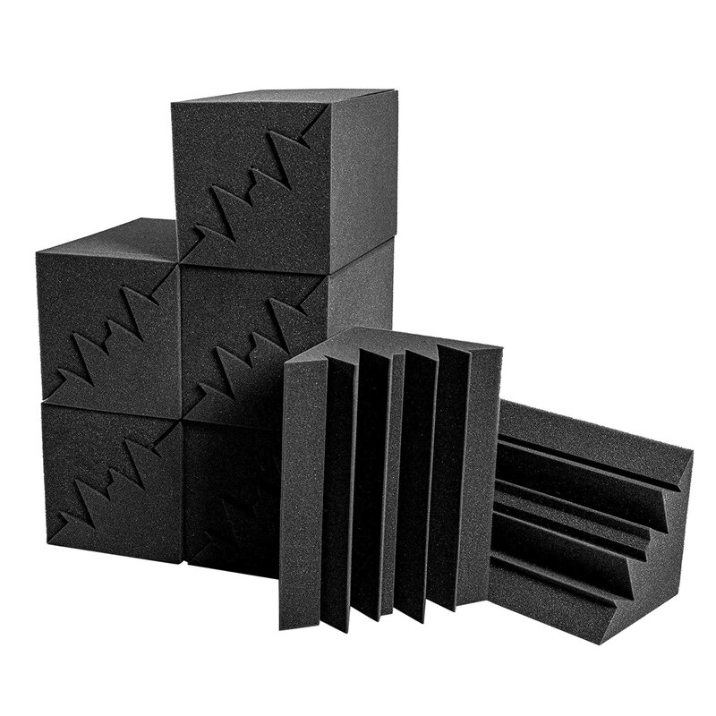 Acoustic Foam Bass Trap Studio Foam 12 Pack 12 inch x 7 inch x 7 inch Soundproof Padding Wall Panels Corner Block Finish: Default Title