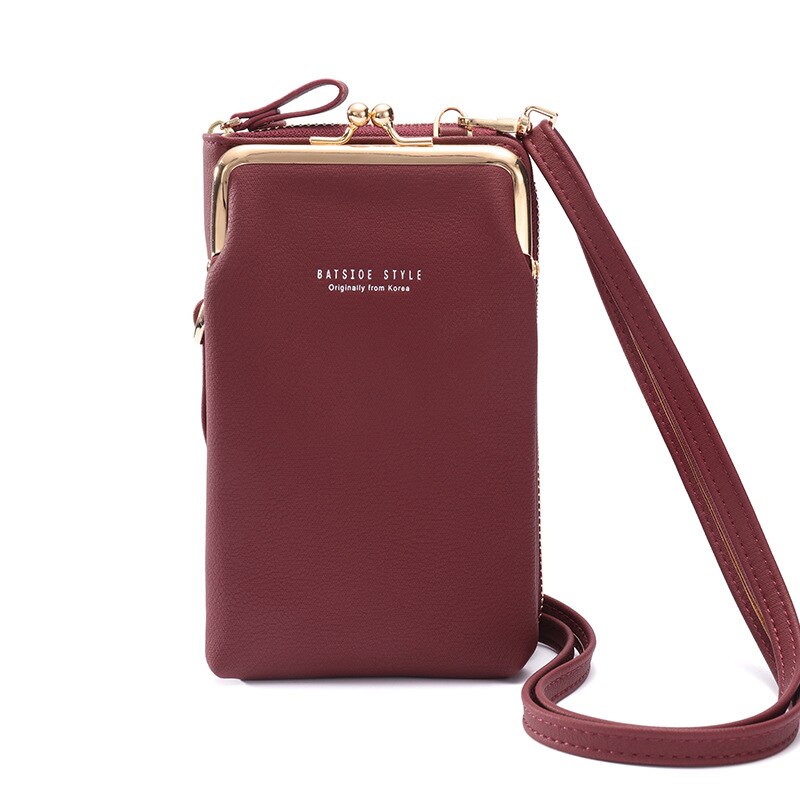 Dames PU Leer Schoudertas - Multifunctionele Crossbody Portemonnee met Rits & Hasp: Style2-Wine red