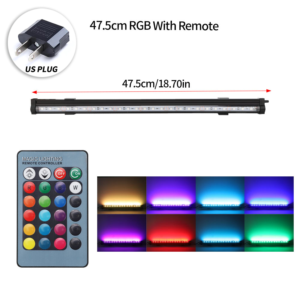 12-46CM 5050 RGB LED Aquarium Light Fish Tank Submersible Light Aquatic Air Bubble Oxygenation Lamp EU US Plug: SZD-A50RM-US