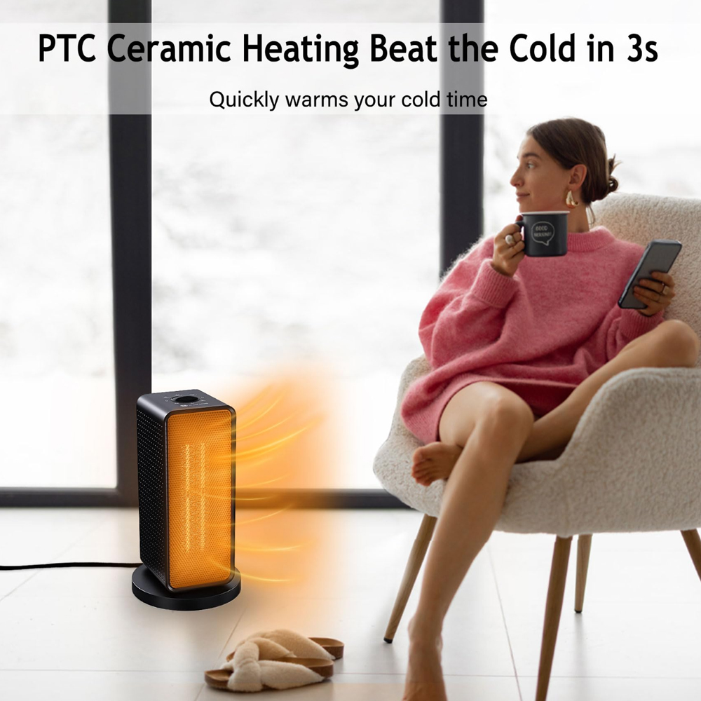 Elektrische Verwarmer Verwarming Ventilatoren Verticale Verwarmer Machine PTC Snel Verwarmend Voor Home Slaapkamer Kantoor 70° Schudden Hoofd