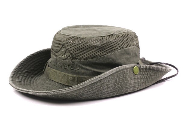 Retro americano del oeste de vaquero de dibujos animados de pesca de verano disfraces con sombrero sombreros: Green
