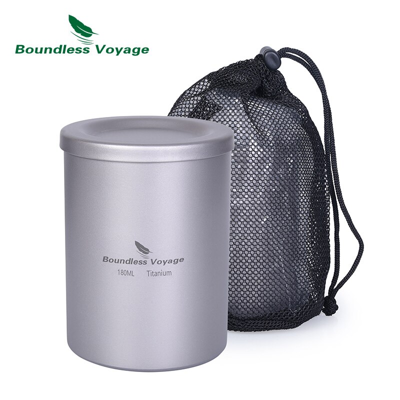 Boundless Journey-taza de té de doble capa de titanio puro para pared, juego de té portátil con filtro de 180ml para acampar al aire libre y senderismo