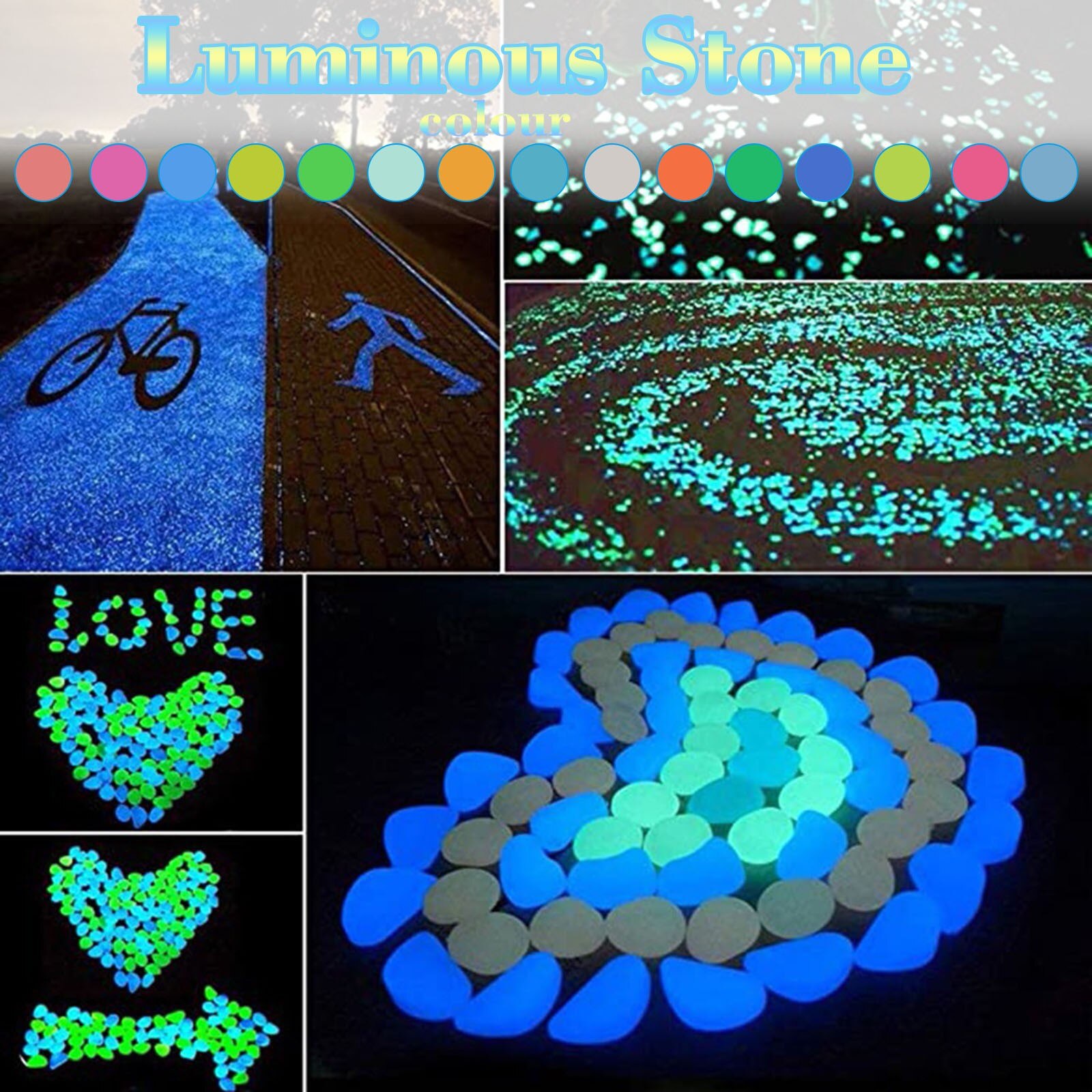 Glow in The Dark Pebbles Luminous Stones Rocks For Garden Glowing Aquariums Fish Tank Walkways Path Patio Lawn Decor 100PCS