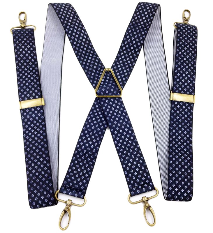 MENDENG Men's Elastic X-Back Suspenders Metal Swivel Hook Clip Shoulder High Elastic Suspenders Husband Father: Black Plaid