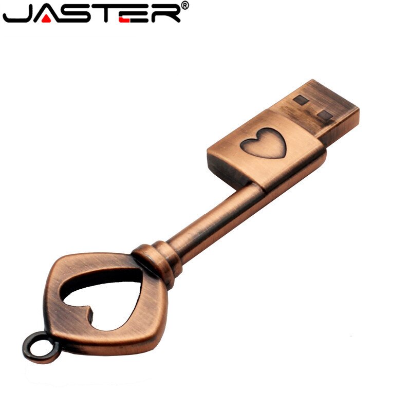 JASTER Metallo chiave del cuore pendrive 4GB 16GB 32GB 64GB di rame chiave usb 2.0 usb flash drive pen drive regalo del bastone di memoria di trasporto libero