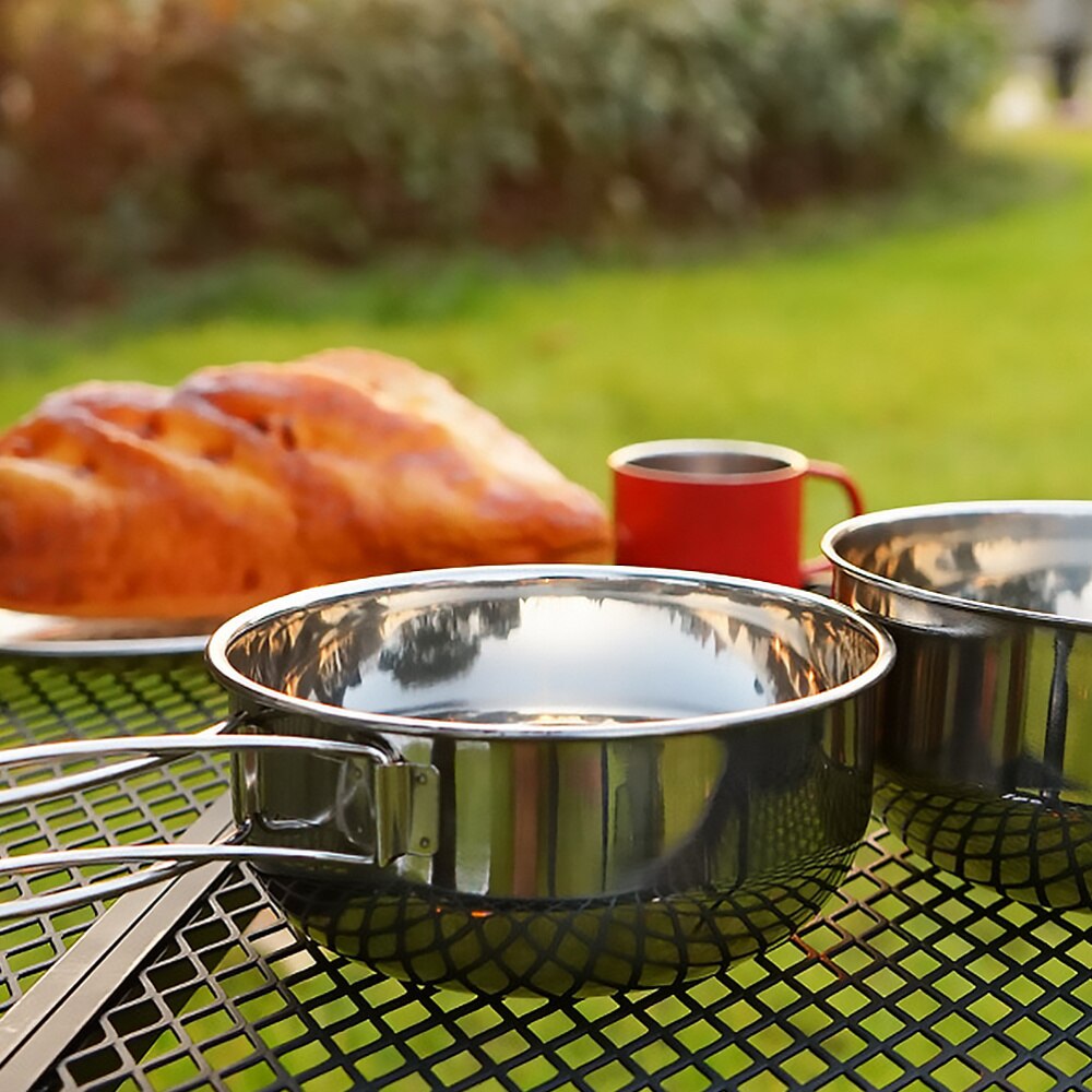 4 stk mini spiseskål bærbar spiseskål i rustfrit stål lille stålskål til picnic udendørs campinggrill