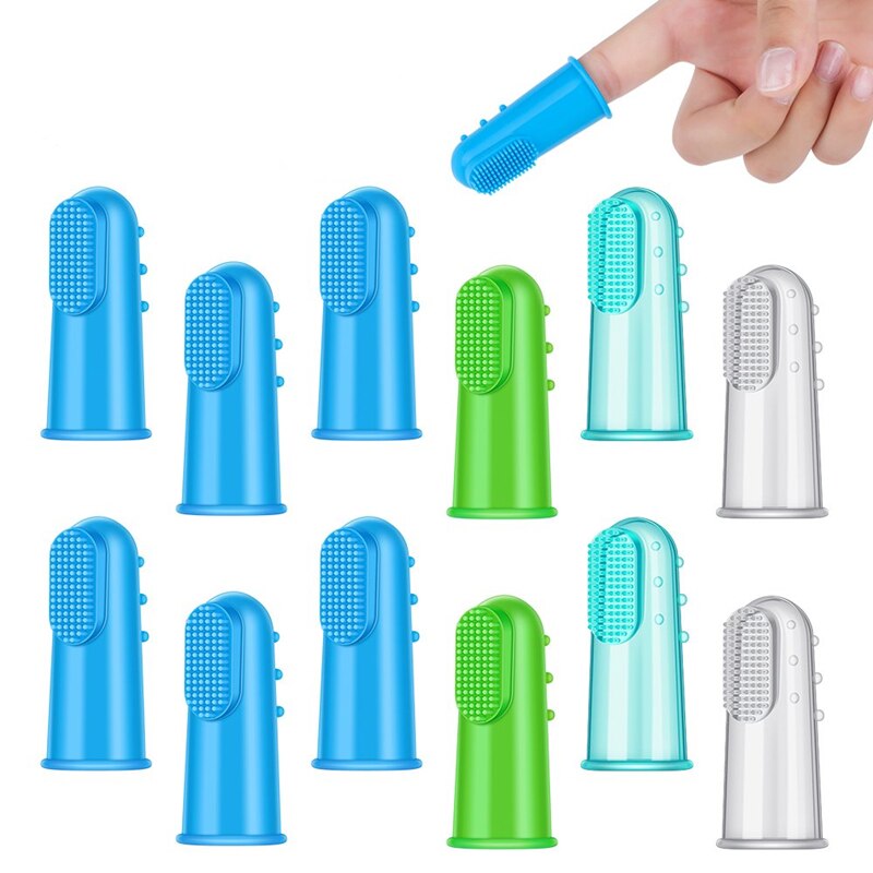 Dog Cat Toothbrush Finger Toy 6pcs Set Dental Hygiene Brushes Food Safety Soft Silicone Pet Finger Toothbrush for Puppy DogToys